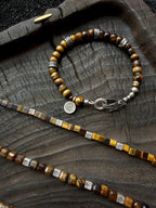 Urban Stoic Series | Amber Command | Tiger Eye & Hammered Silver Bracelet
