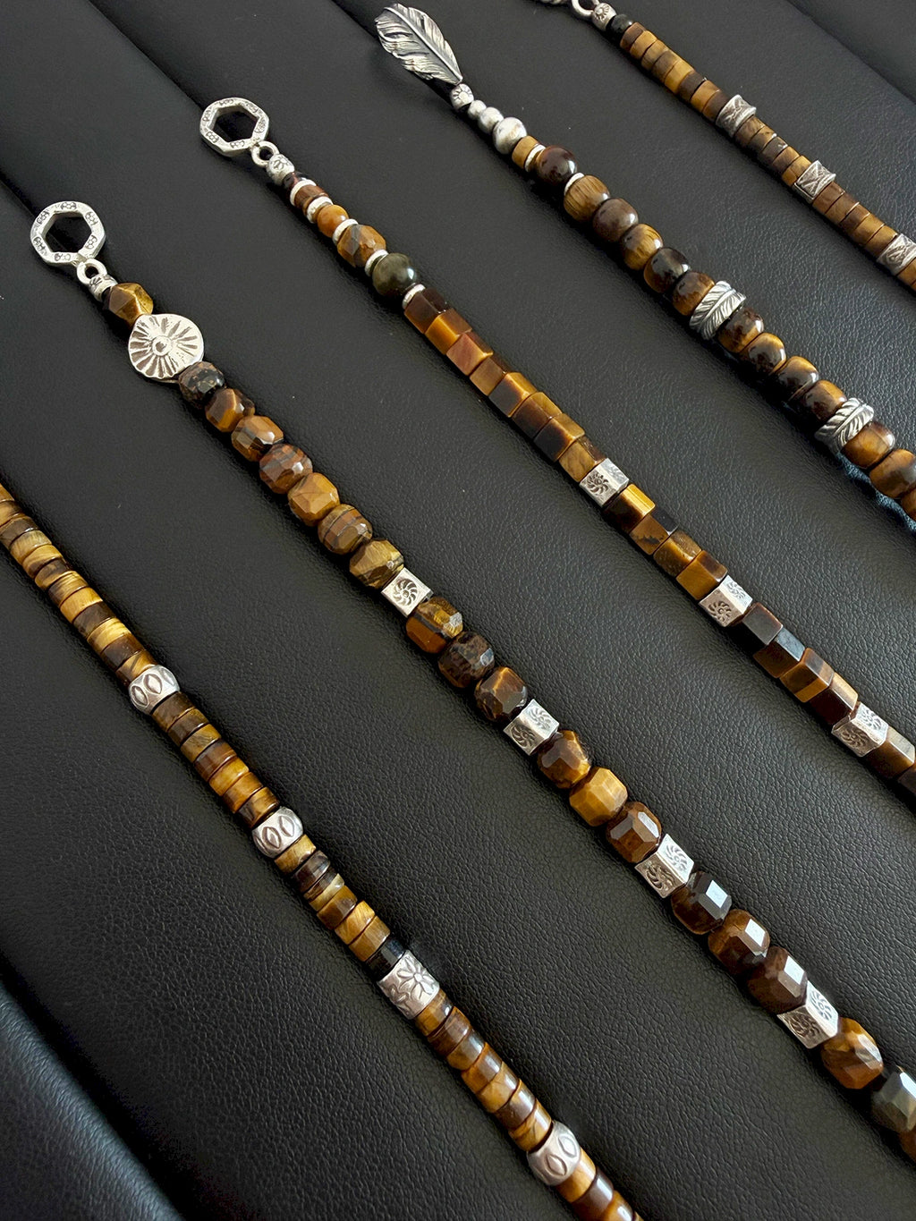 Urban Stoic Series | Amber Command | Tiger Eye & Hammered Silver Bracelet