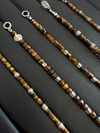 Urban Stoic Series | Amber Command | Tiger Eye & Hammered Silver Bracelet
