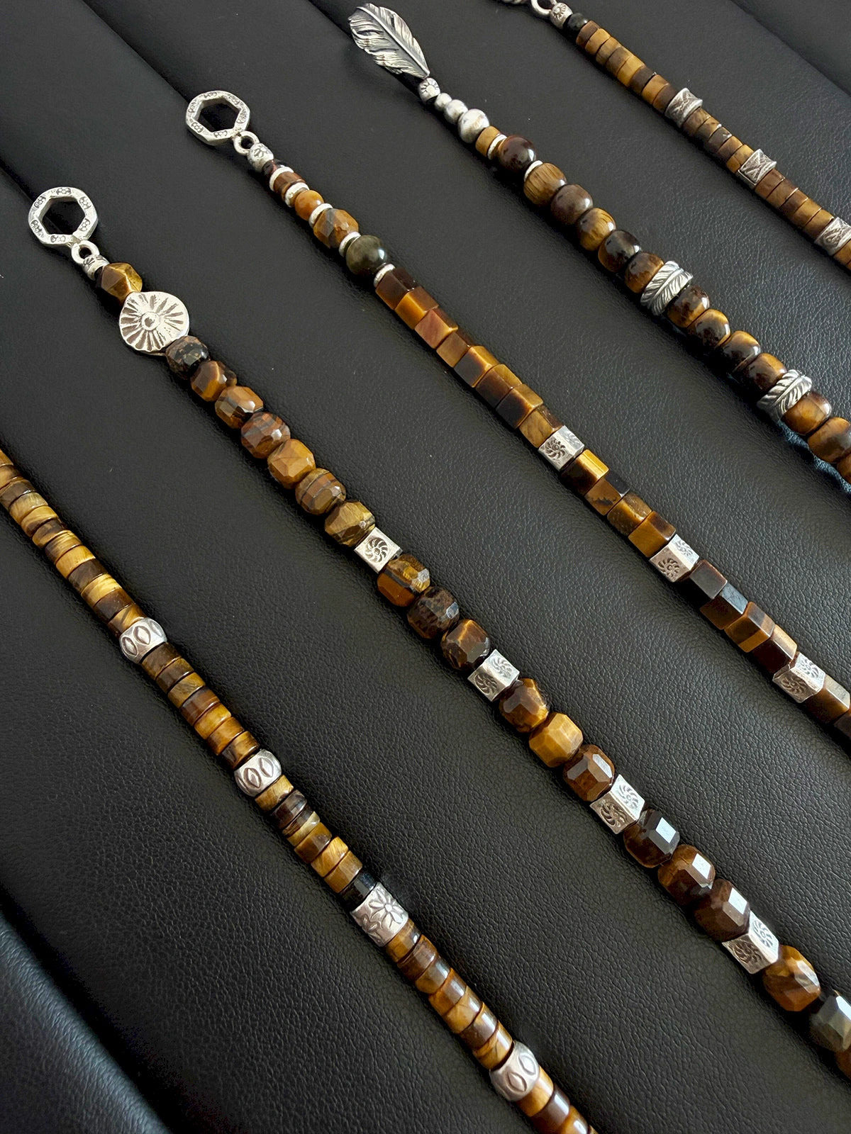 Urban Stoic Series | Amber Command | Tiger Eye & Hammered Silver Bracelet
