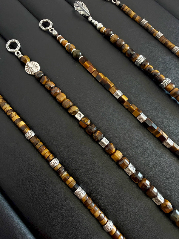 Meaningful gift for him featuring tiger eye and hammered silver bracelet, designed for birthday, holiday, or self-gift moments.