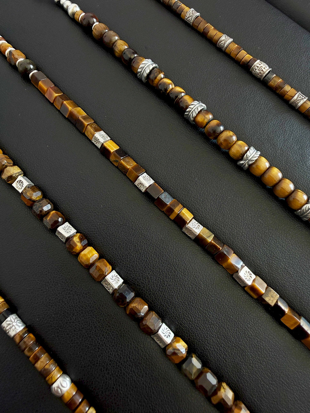 Urban Stoic Series | Amber Command | Tiger Eye & Hammered Silver Bracelet