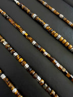 Urban Stoic Series | Amber Command | Tiger Eye & Hammered Silver Bracelet