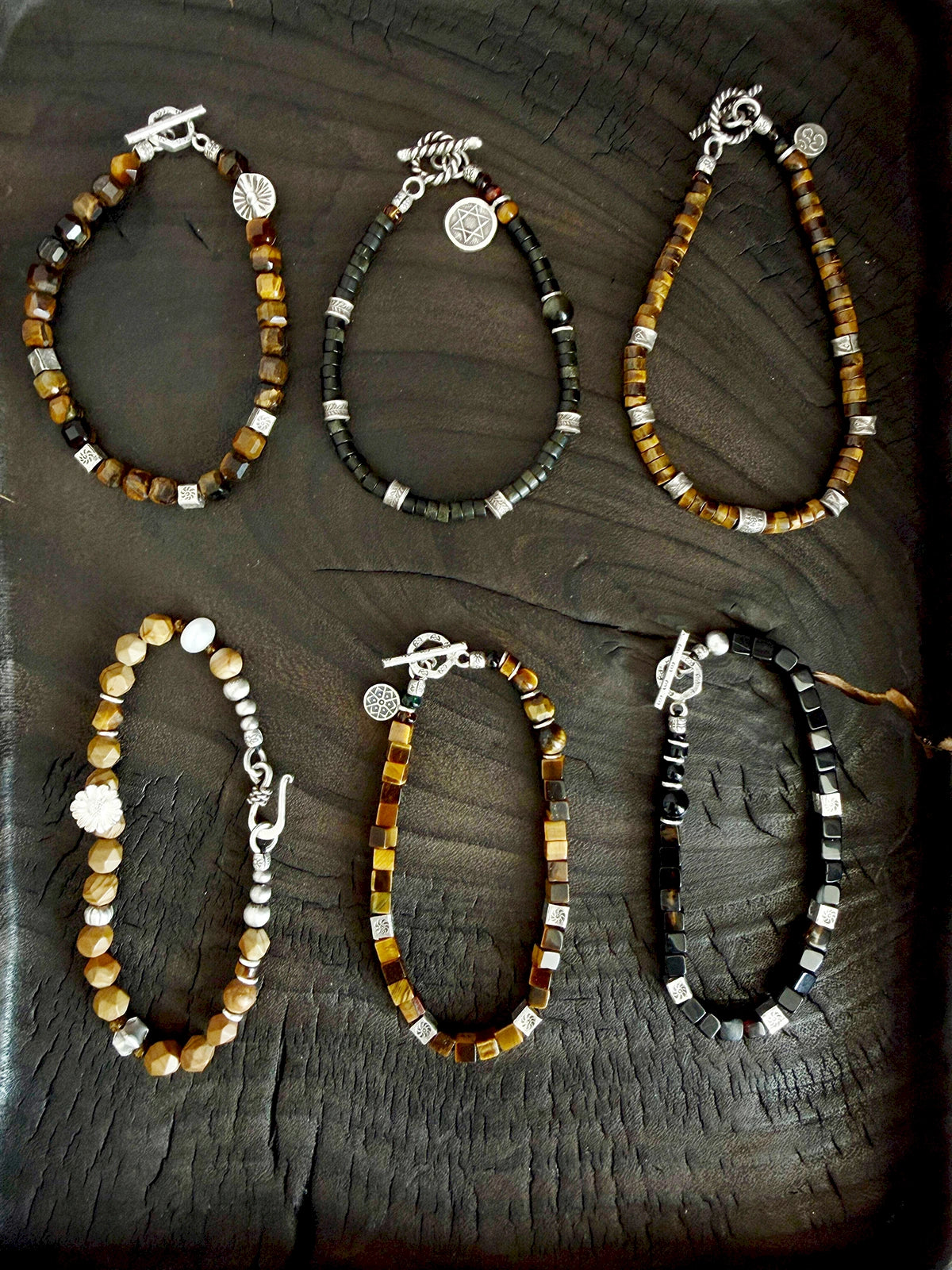 Urban Stoic Series | Amber Command | Tiger Eye & Hammered Silver Bracelet