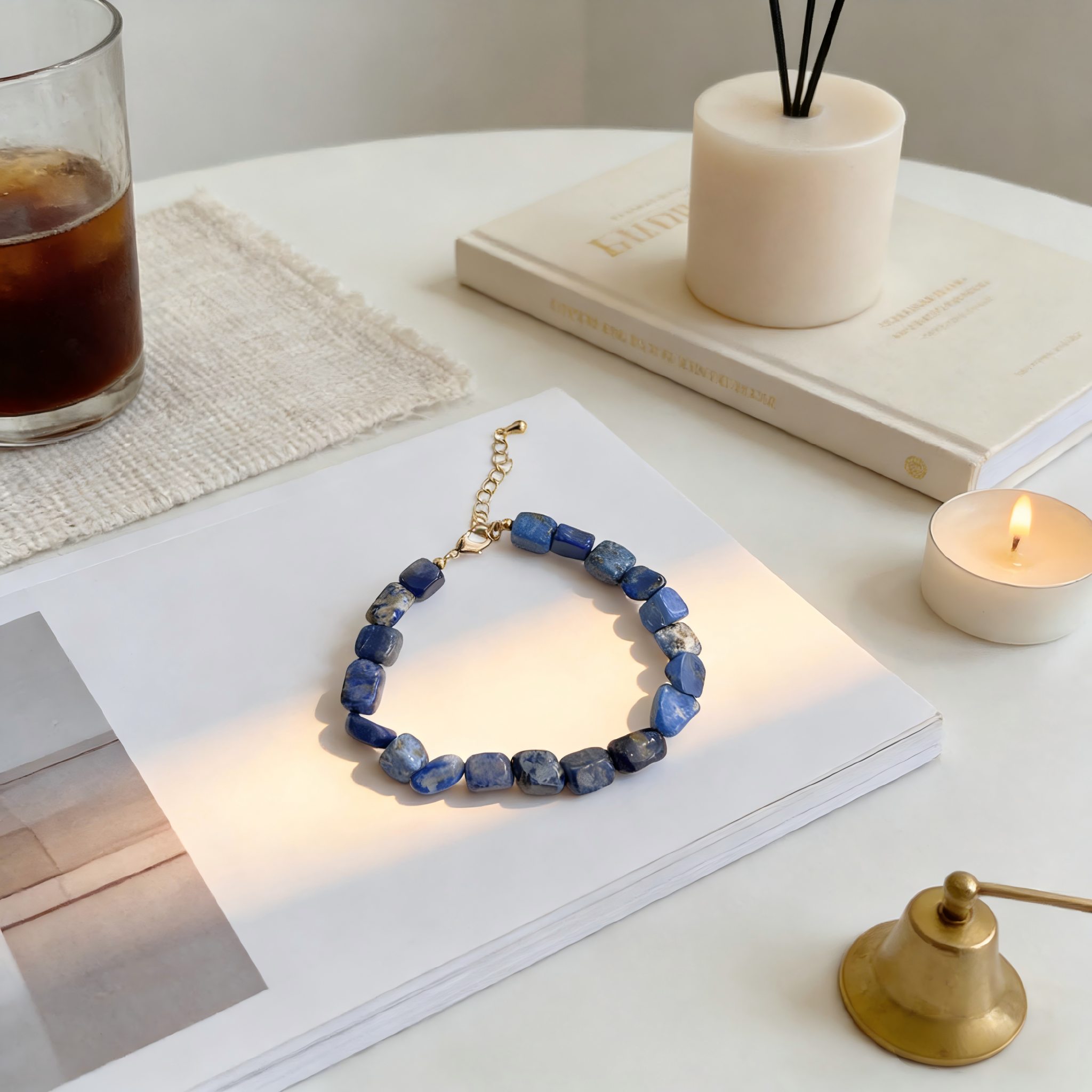 Exquisite Lapis Lazuli Stackable Bracelet Vintage Oriental Style Jewelry Small Niche Design Gift