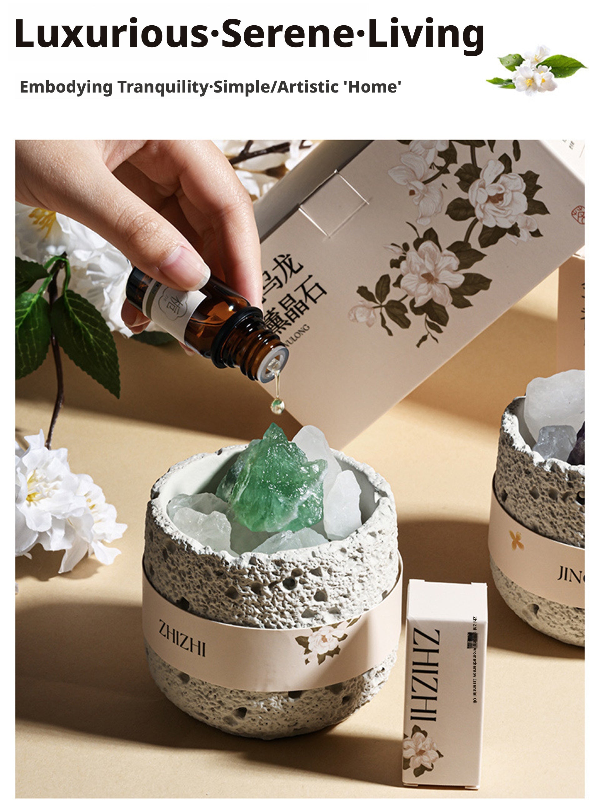 Crystal Aroma Diffuser – Natural Stone Essential Oil Diffuser for Home Relaxation & Aesthetic Decor