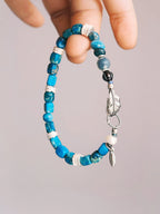 Identity Series | Blue Horizon | Blue Jasper-Style Stone & Silver Feather Bracelet