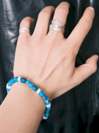 Identity Series | Blue Horizon | Blue Jasper-Style Stone & Silver Feather Bracelet