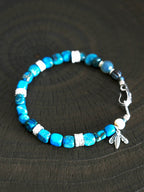Identity Series | Blue Horizon | Blue Jasper-Style Stone & Silver Feather Bracelet