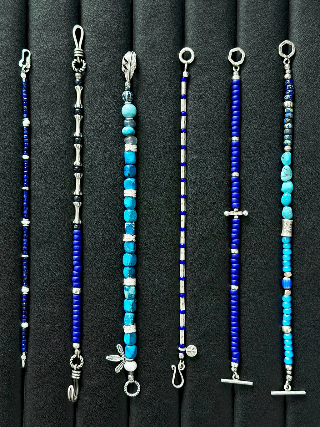 Identity Series | Blue Horizon | Blue Jasper-Style Stone & Silver Feather Bracelet