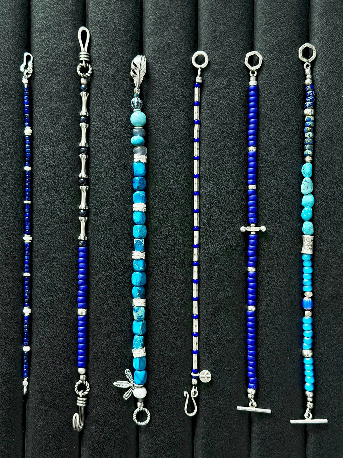 Identity Series | Blue Horizon | Blue Jasper-Style Stone & Silver Feather Bracelet