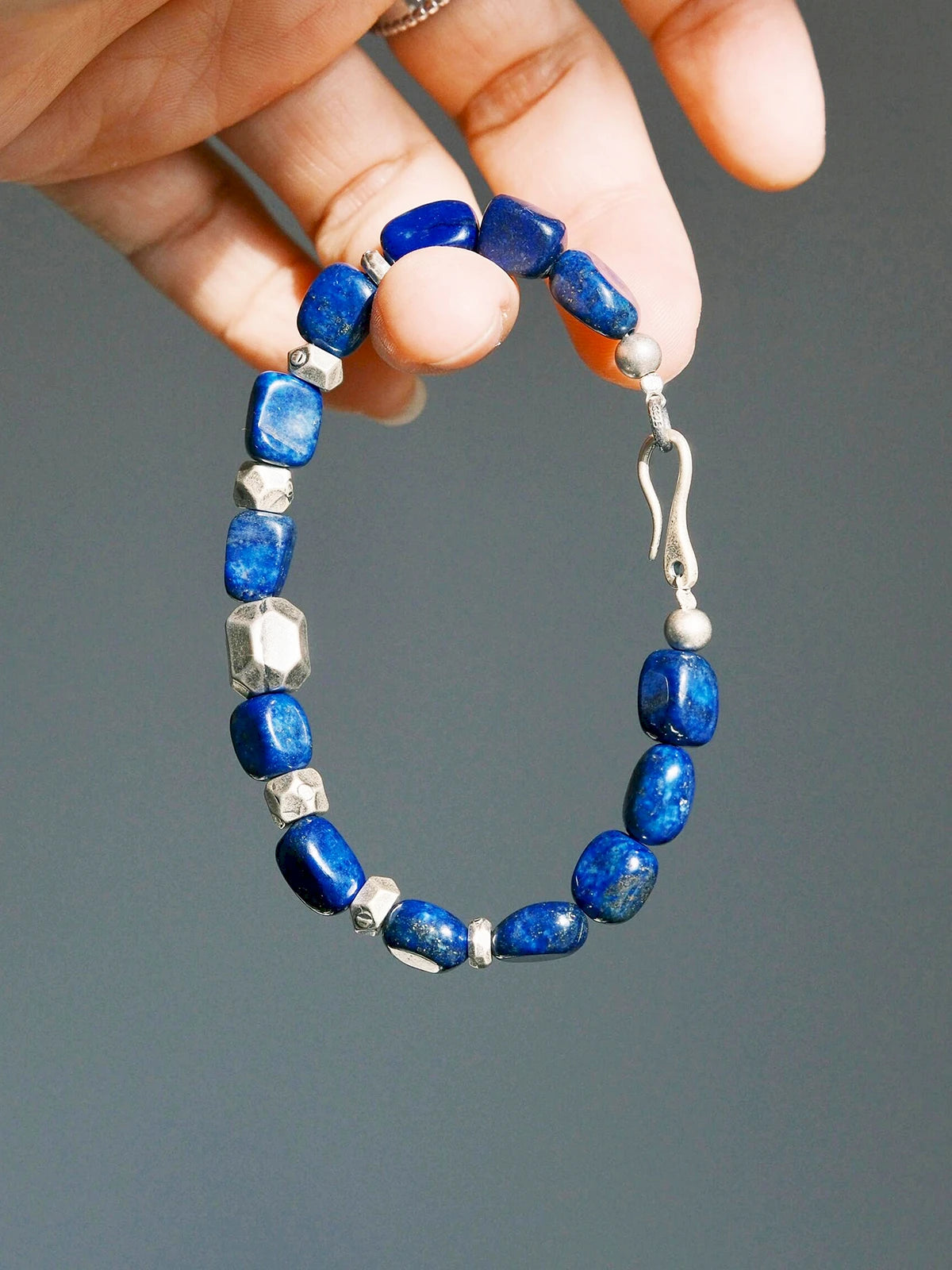 Identity Series | Blue Meteor | Lapis Lazuli & Heavy Silver Bracelet