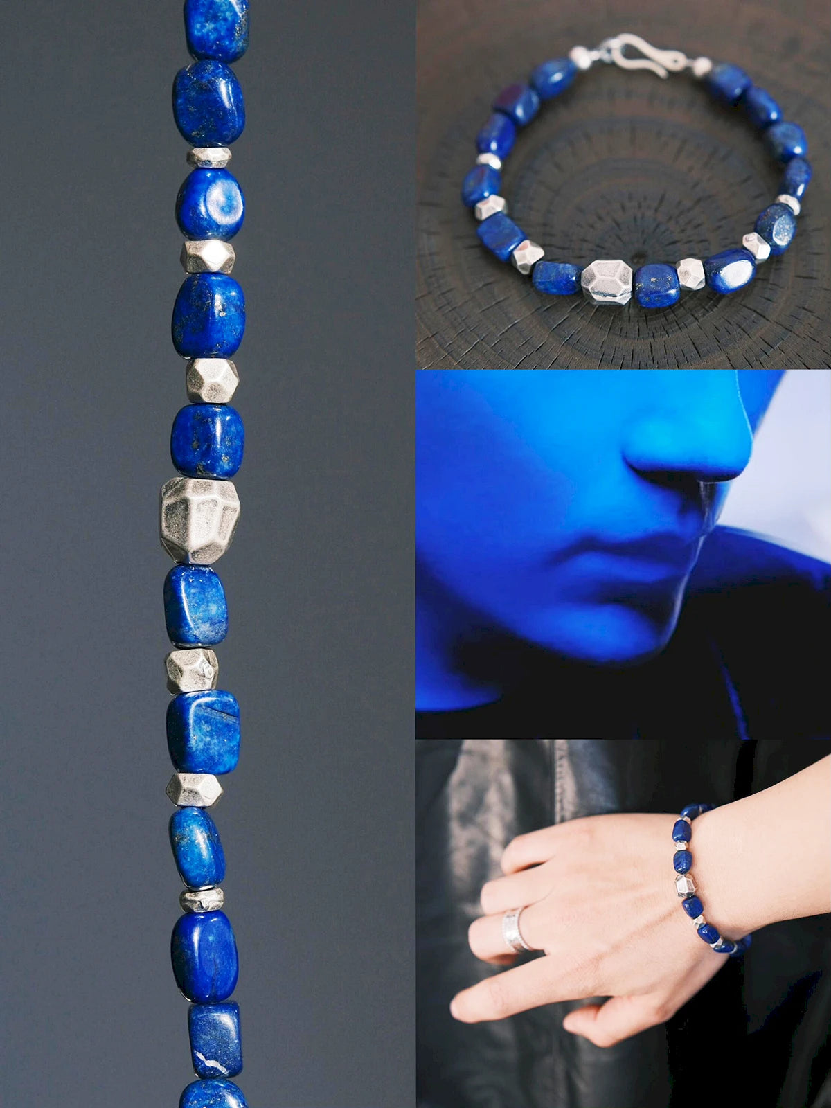 Identity Series | Blue Meteor | Lapis Lazuli & Heavy Silver Bracelet Secondary image
