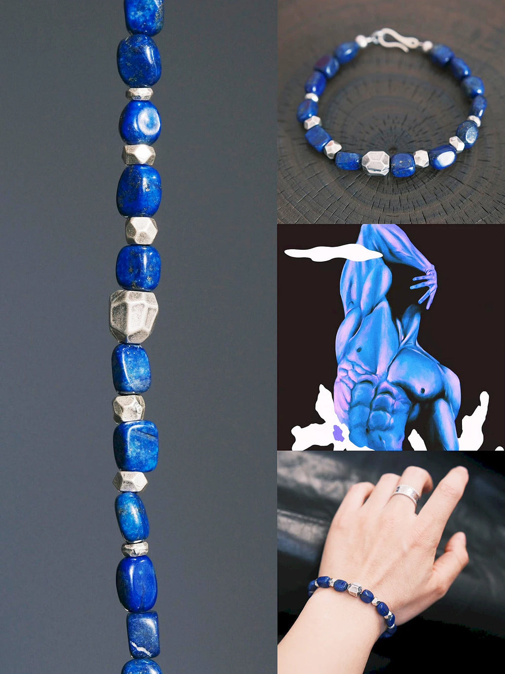 Identity Series | Blue Meteor | Lapis Lazuli & Heavy Silver Bracelet
