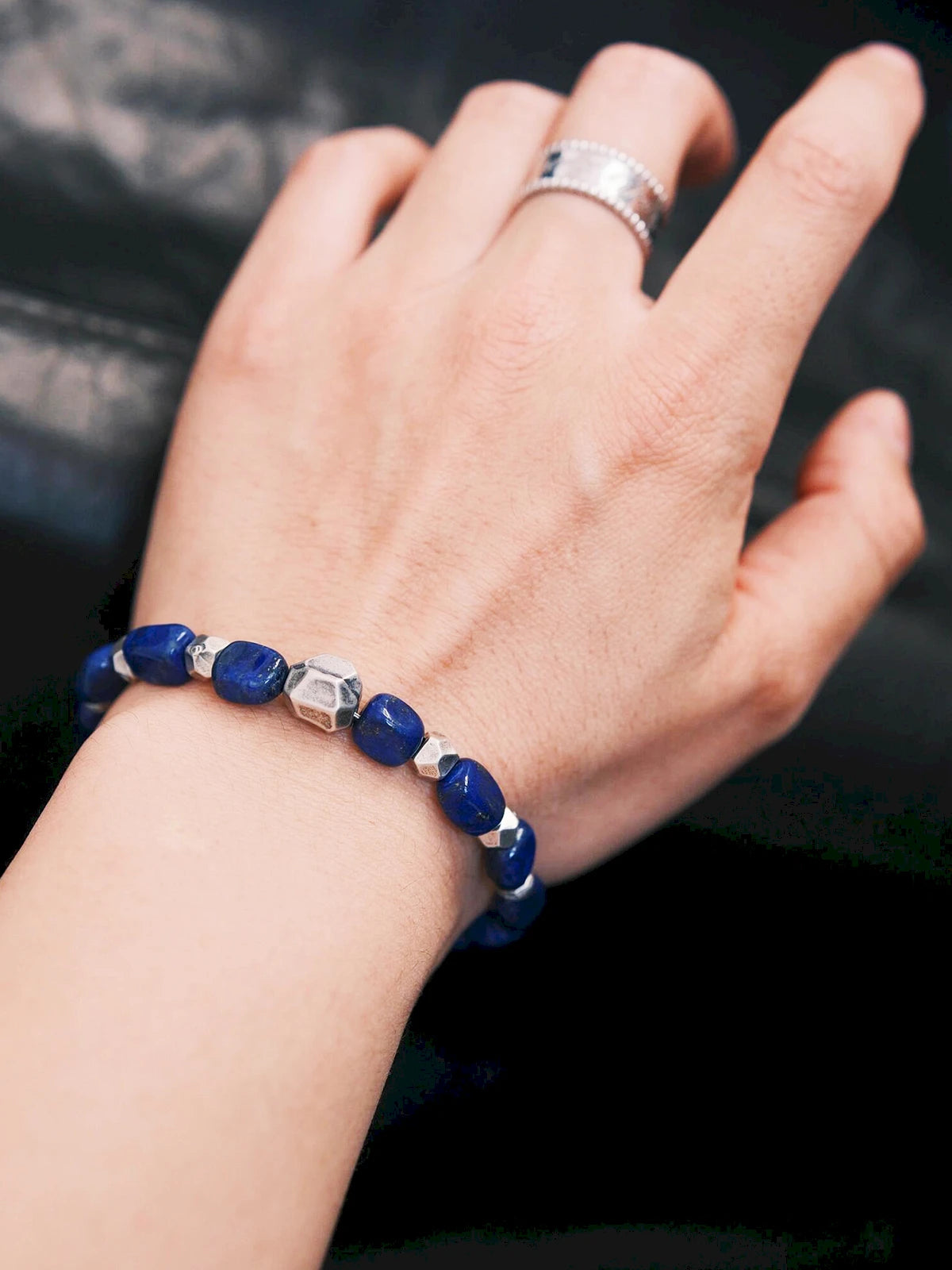 Identity Series | Blue Meteor | Lapis Lazuli & Heavy Silver Bracelet
