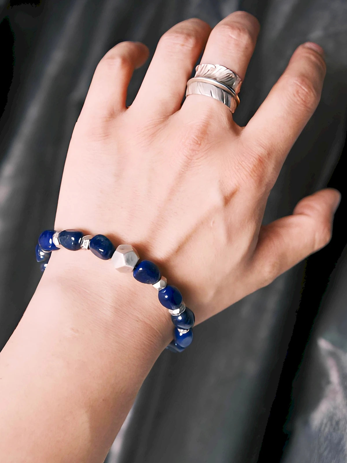 Identity Series | Blue Meteor | Lapis Lazuli & Heavy Silver Bracelet