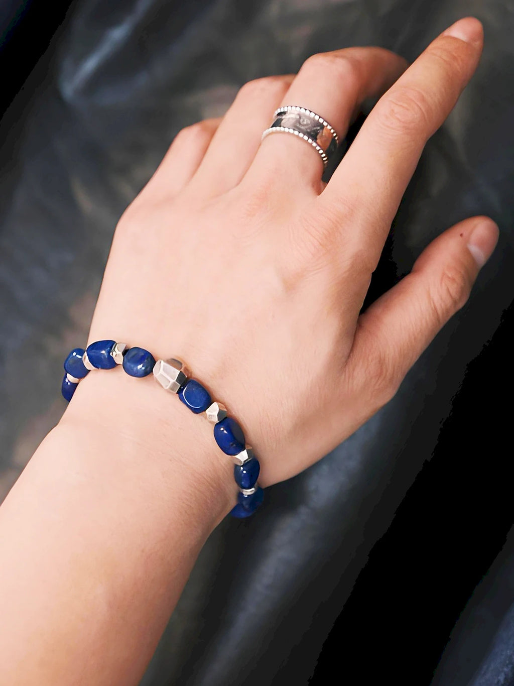 Identity Series | Blue Meteor | Lapis Lazuli & Heavy Silver Bracelet