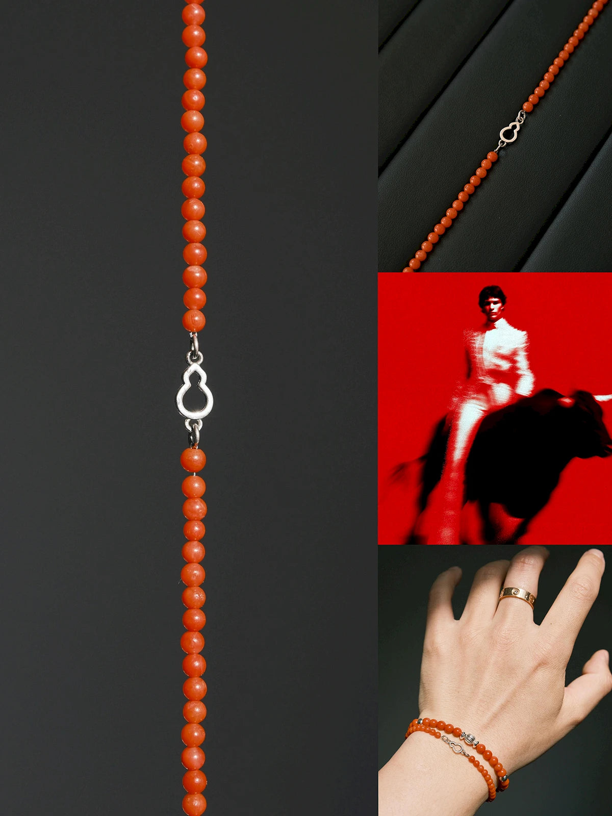 Identity Series | Red FuLu | Nanhong Agate & Sterling Silver Bracelet