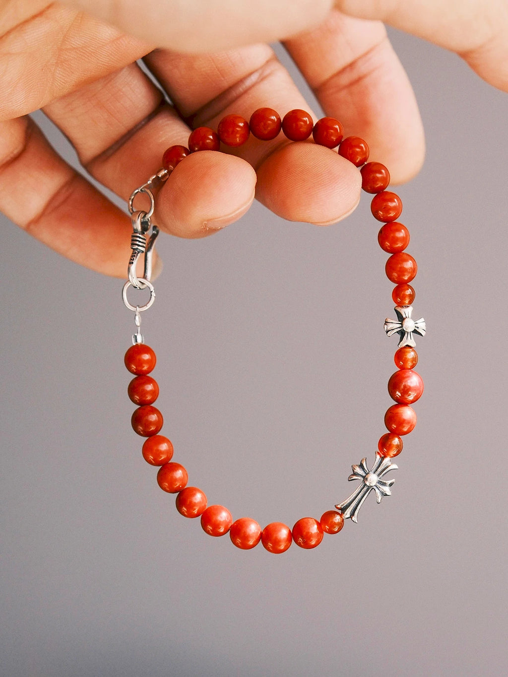 Identity Series | Red Creed | Coral, Cinnabar & Sterling Silver Bracelet