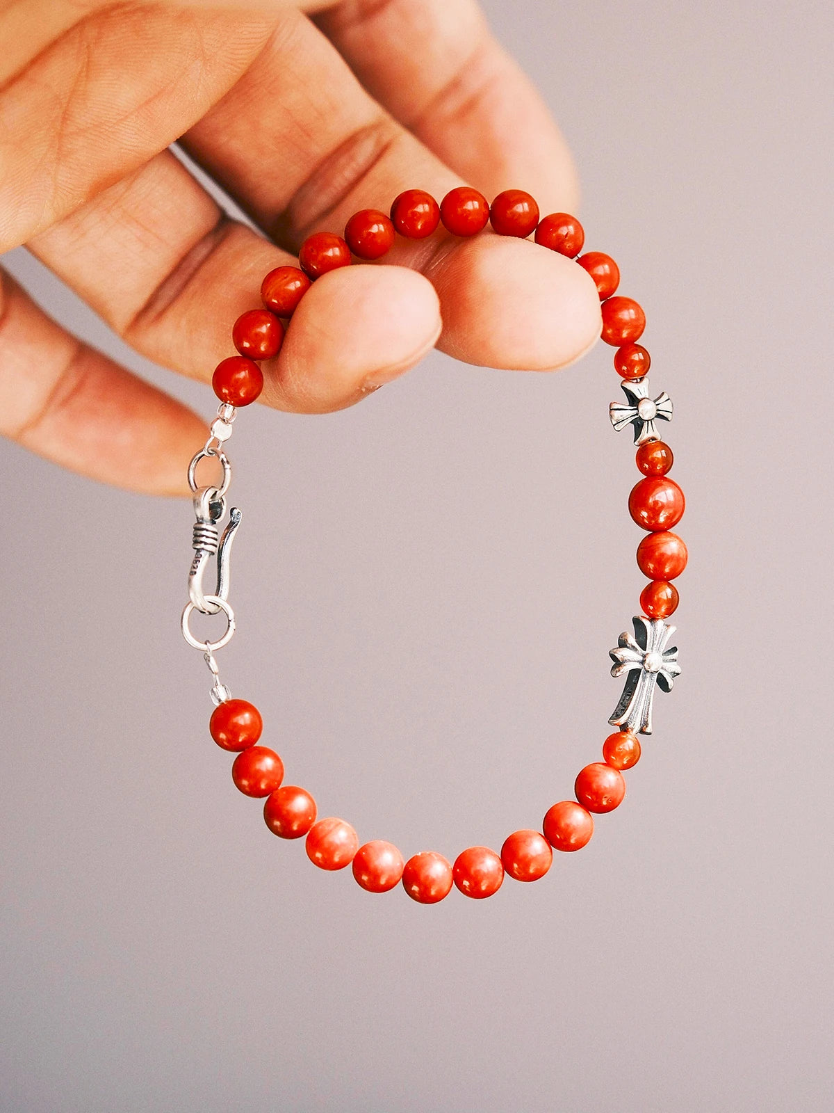 Identity Series | Red Creed | Coral, Cinnabar & Sterling Silver Bracelet