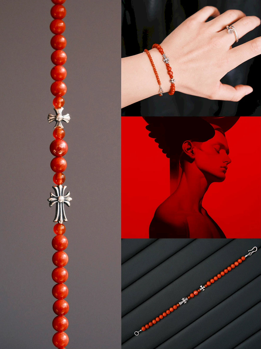 Identity Series | Red Creed | Coral, Cinnabar & Sterling Silver Bracelet