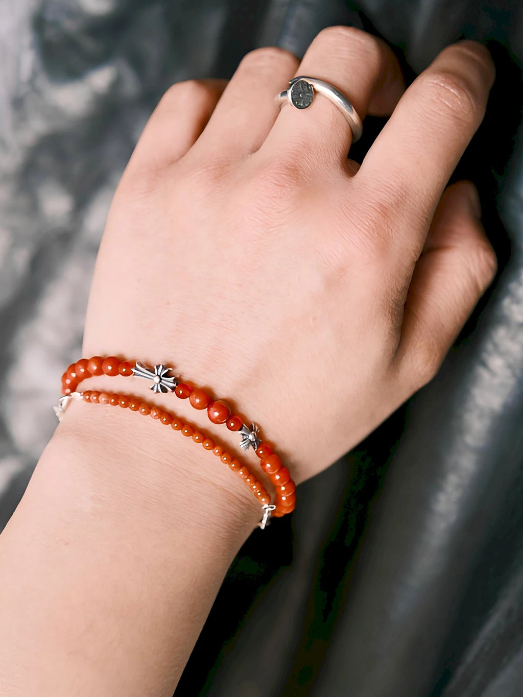 Identity Series | Red Creed | Coral, Cinnabar & Sterling Silver Bracelet