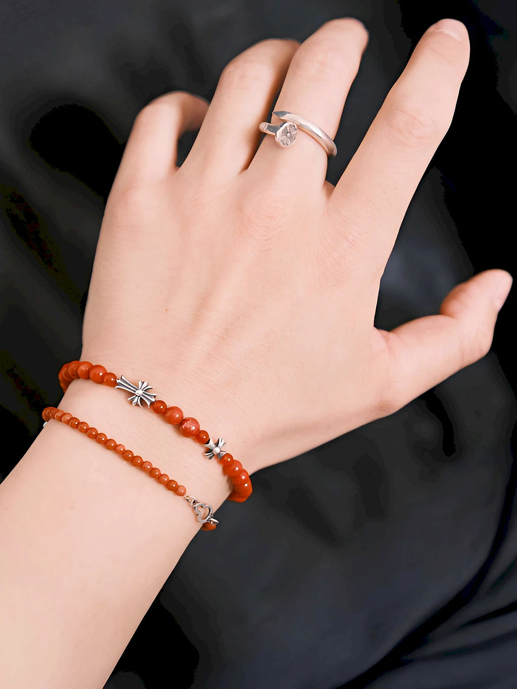 Identity Series | Red Creed | Coral, Cinnabar & Sterling Silver Bracelet