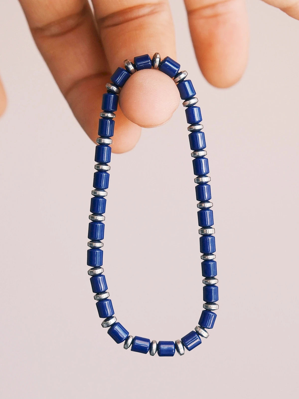 Identity Series | Blue Youth | Lapis Lazuli & Silver-Tone Terahertz Bracelet