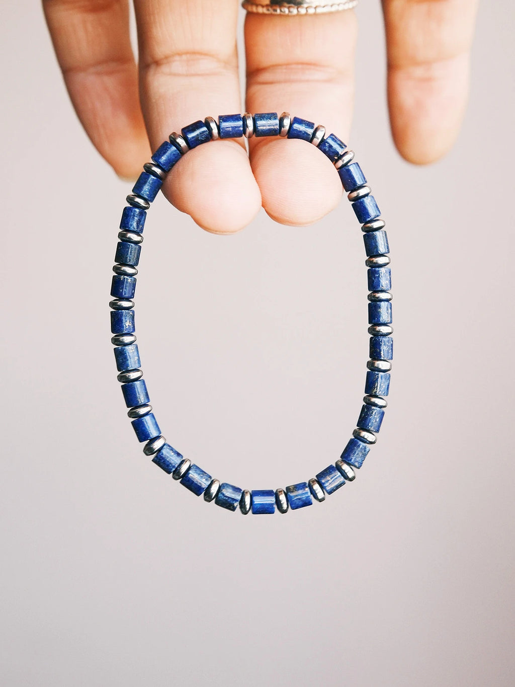 Identity Series | Blue Youth | Lapis Lazuli & Silver-Tone Terahertz Bracelet