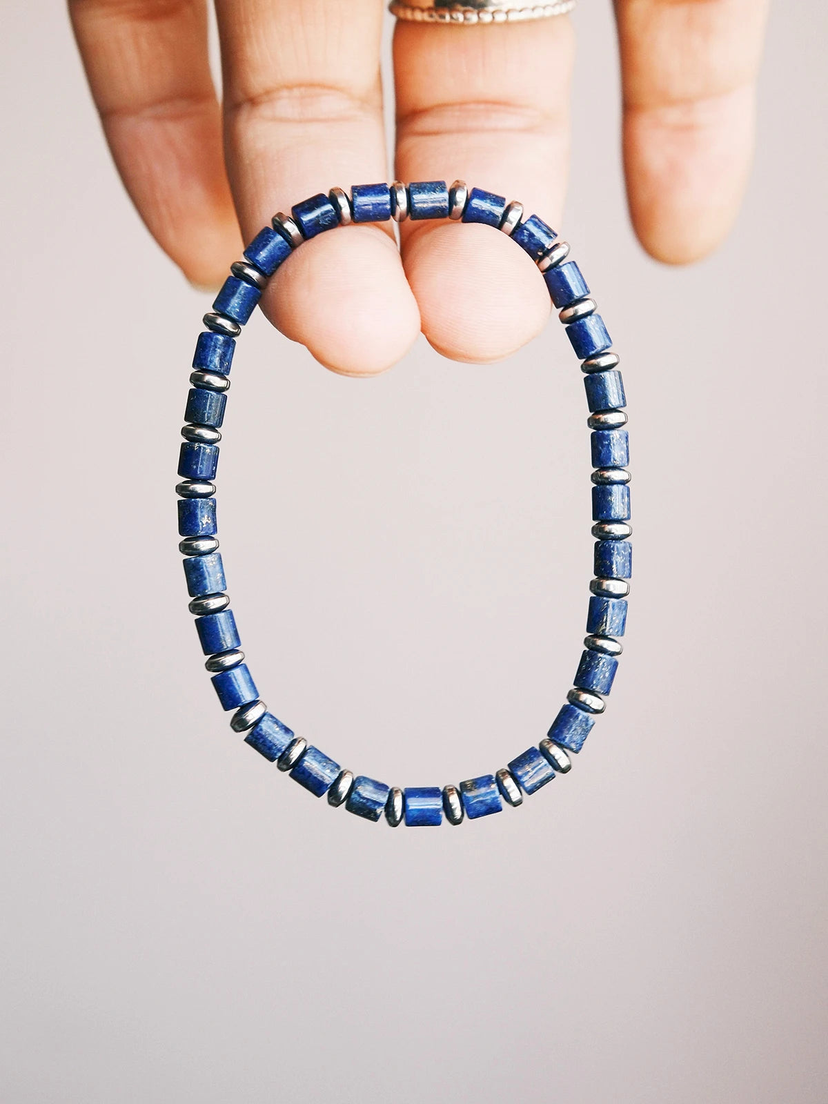 Identity Series | Blue Youth | Lapis Lazuli & Silver-Tone Terahertz Bracelet