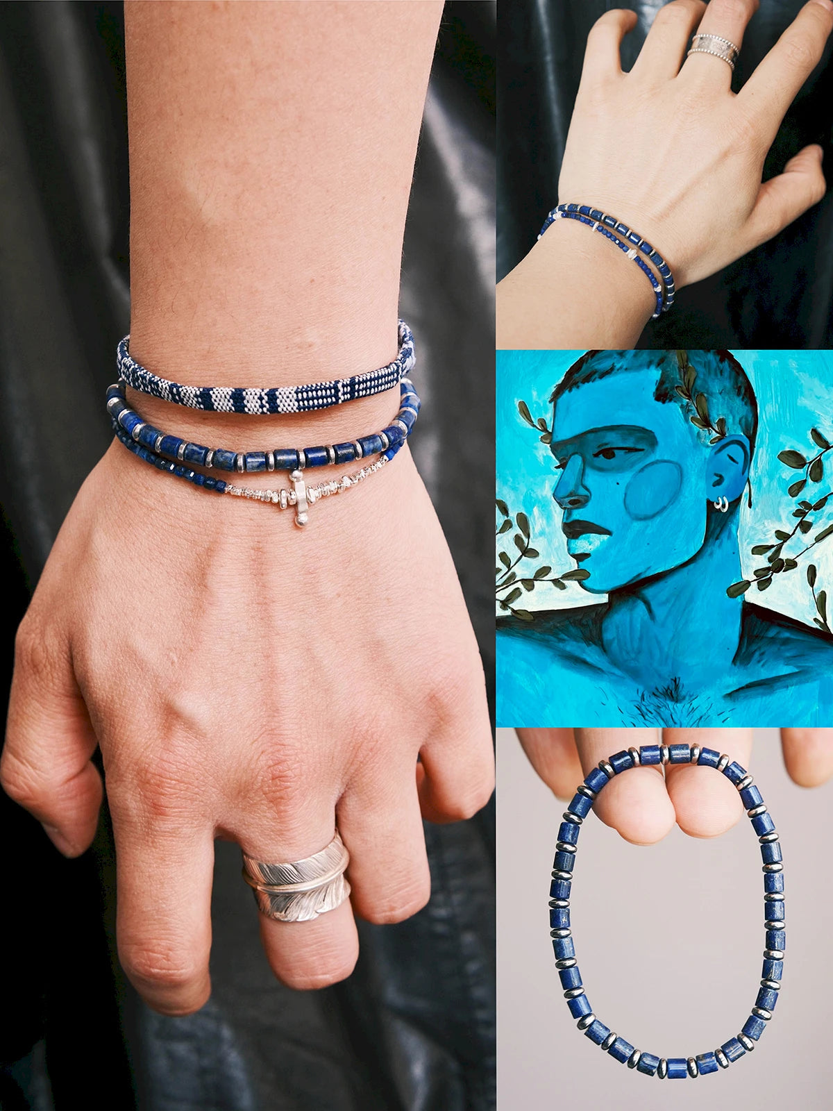 Identity Series | Blue Youth | Lapis Lazuli & Silver-Tone Terahertz Bracelet Secondary image