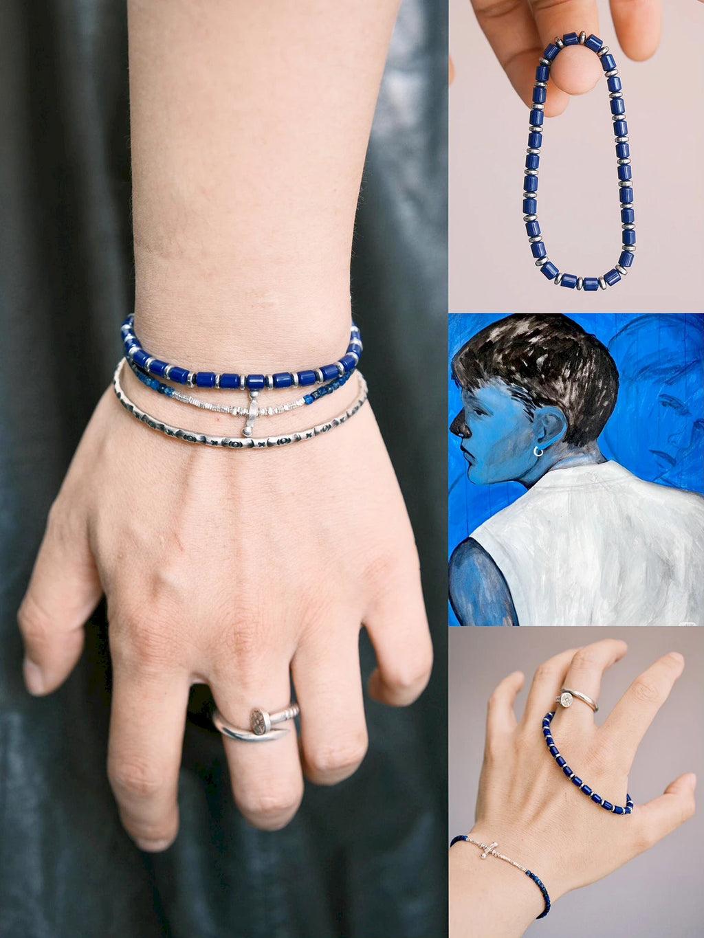 Identity Series | Blue Youth | Lapis Lazuli & Silver-Tone Terahertz Bracelet