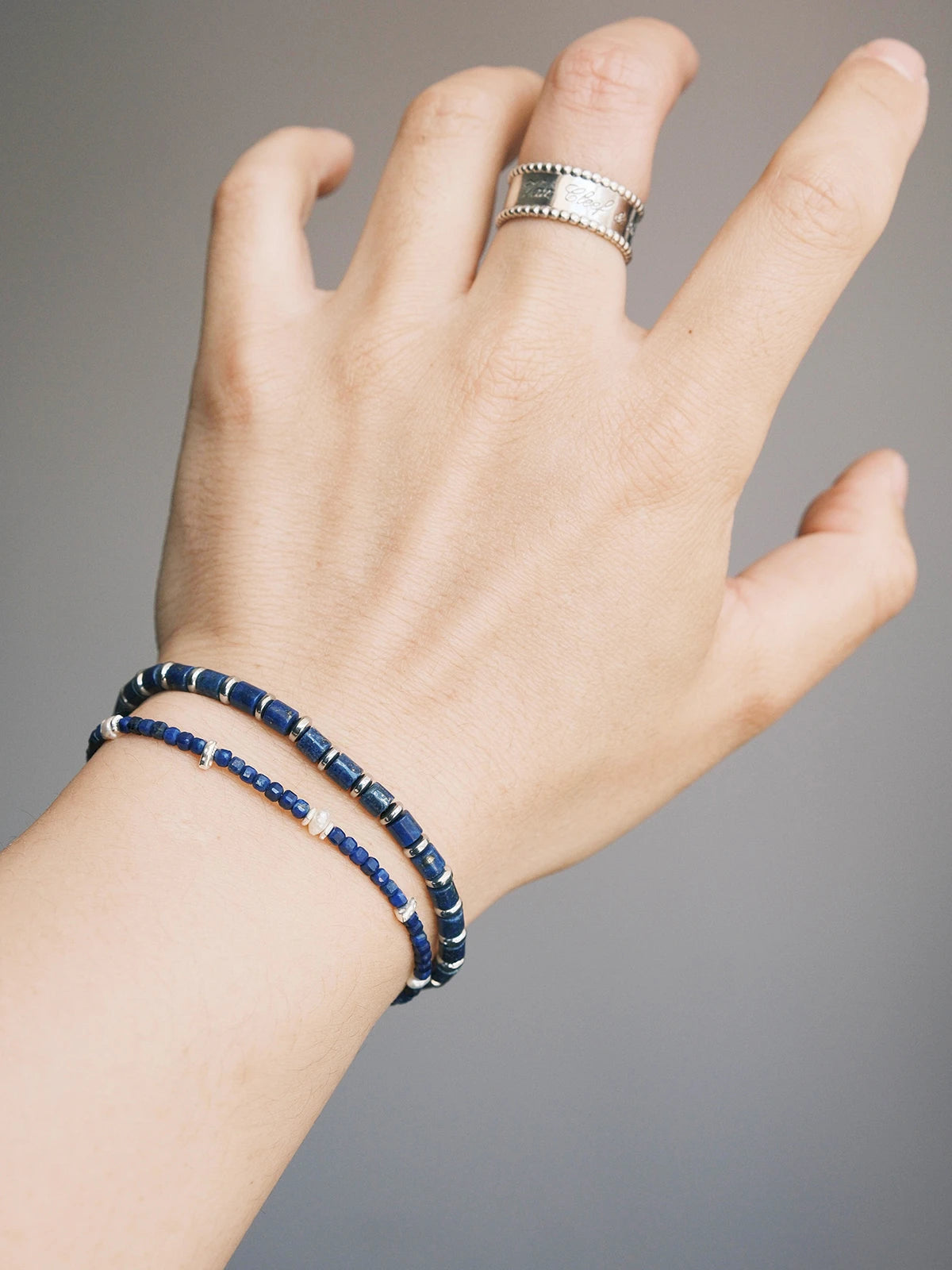 Identity Series | Blue Youth | Lapis Lazuli & Silver-Tone Terahertz Bracelet