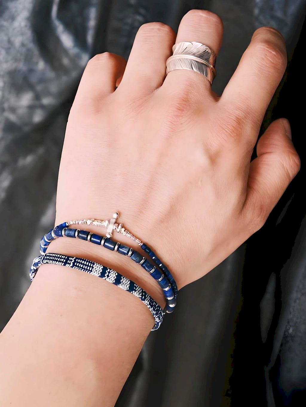 Identity Series | Blue Youth | Lapis Lazuli & Silver-Tone Terahertz Bracelet