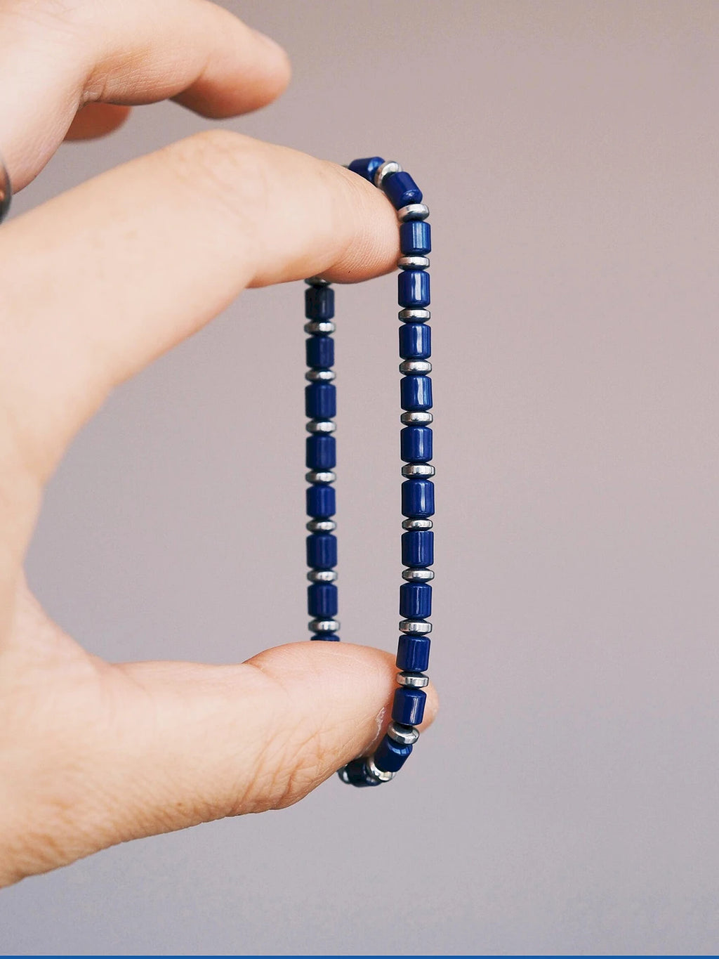 Identity Series | Blue Youth | Lapis Lazuli & Silver-Tone Terahertz Bracelet