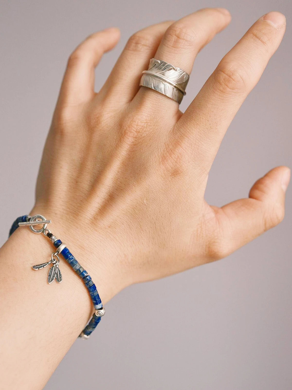 Identity Series | Blue Feather | Lapis Lazuli & Sterling Silver Bracelet