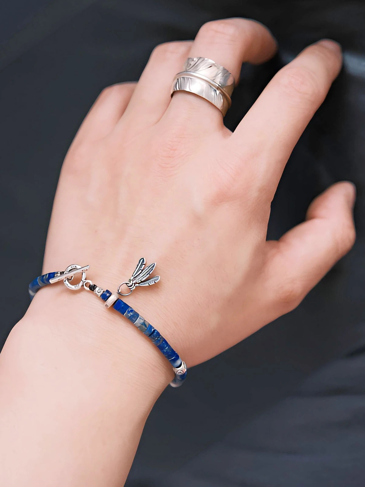 Identity Series | Blue Feather | Lapis Lazuli & Sterling Silver Bracelet