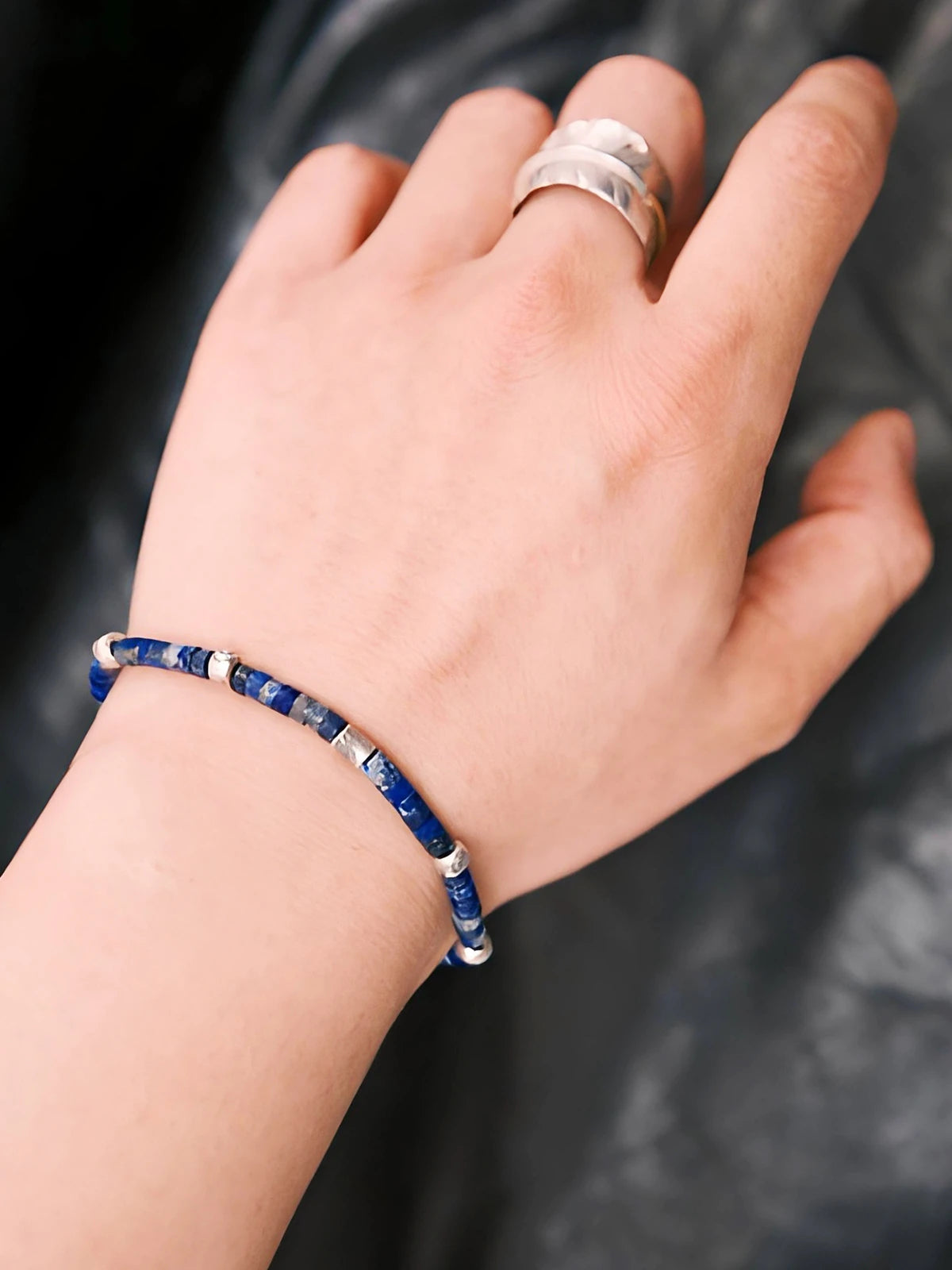 Identity Series | Blue Feather | Lapis Lazuli & Sterling Silver Bracelet