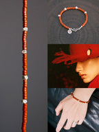 Identity Series | Sunward Creed | Bloodstone (Oriental Jasper) & Hammered Sterling Silver Bracelet