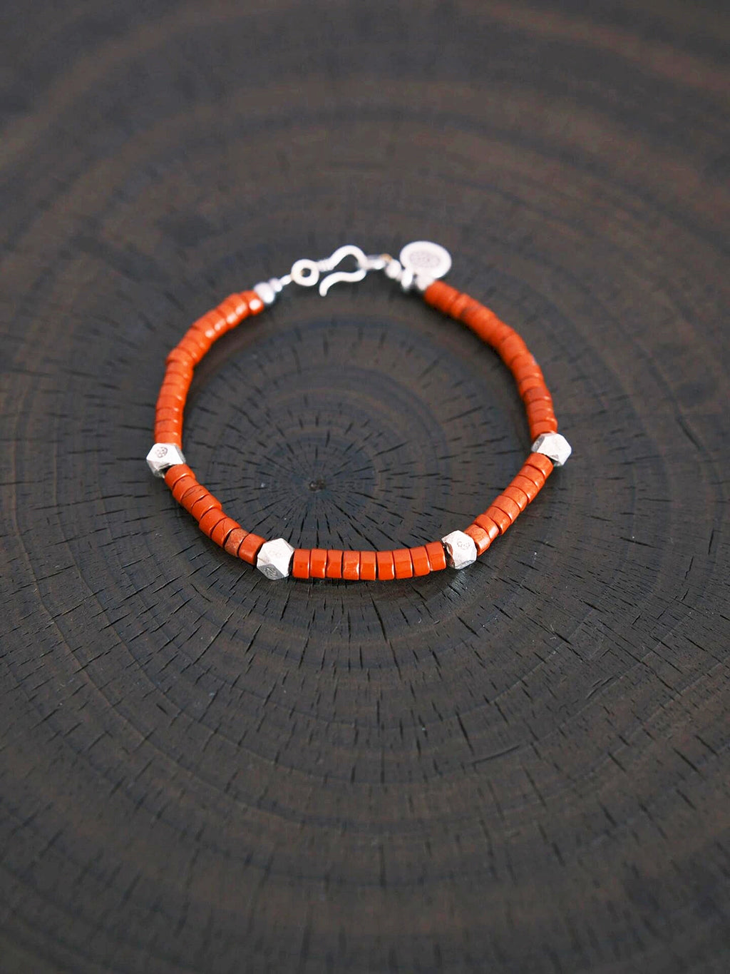 Identity Series | Sunward Creed | Bloodstone (Oriental Jasper) & Hammered Sterling Silver Bracelet