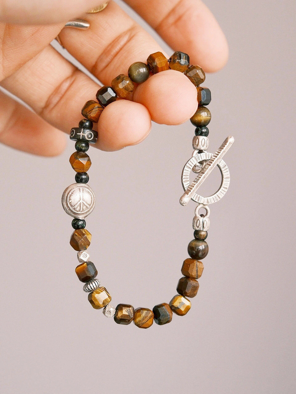 Urban Stoic Series | Amber Rogue | Tiger Eye, Horn & Silver Bracelet Main image