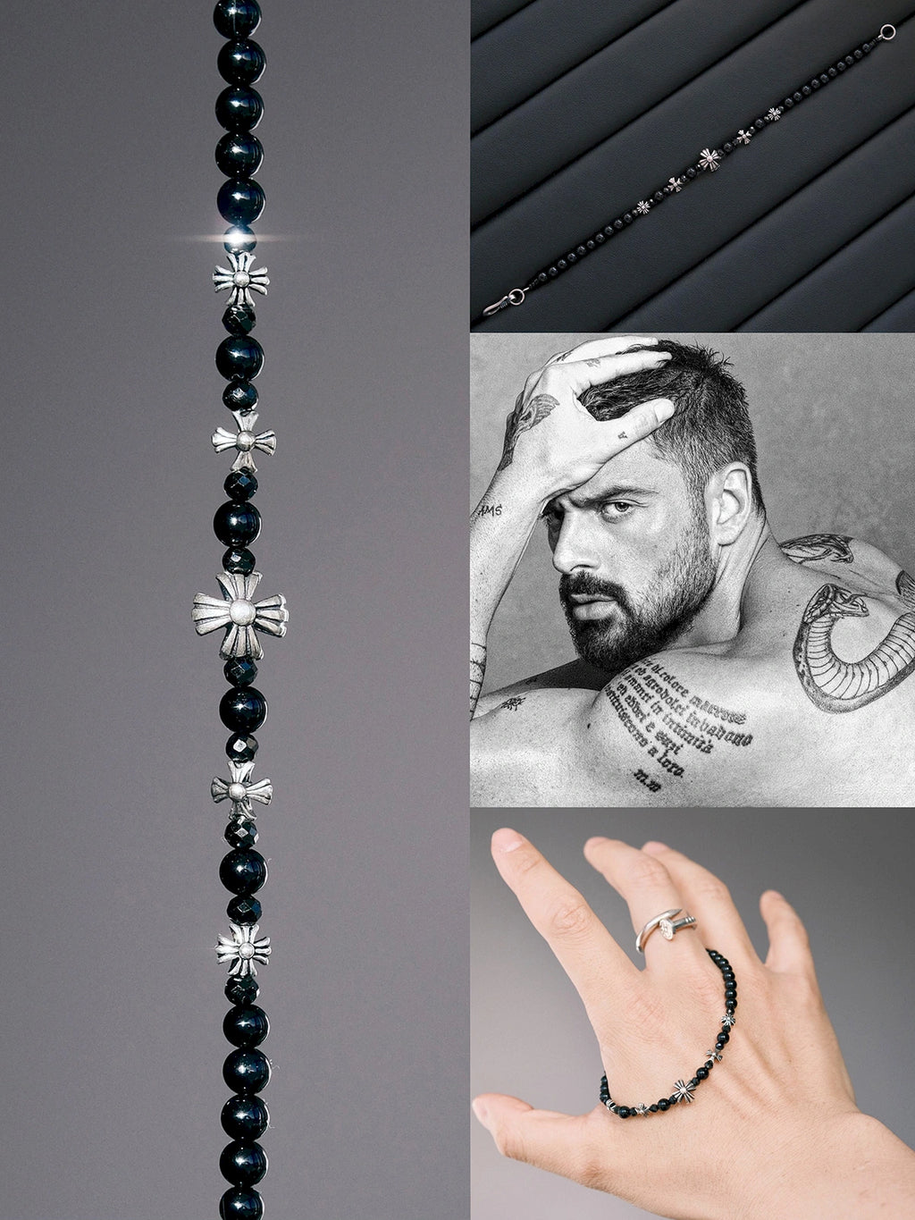 Urban Stoic Series | Eternal Creed | Black Onyx, Black Spinel & Sterling Silver Bracelet