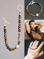 Urban Stoic Series | Amber Rogue | Tiger Eye, Horn & Silver Bracelet