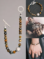 Urban Stoic Series | Amber Rogue | Tiger Eye, Horn & Silver Bracelet