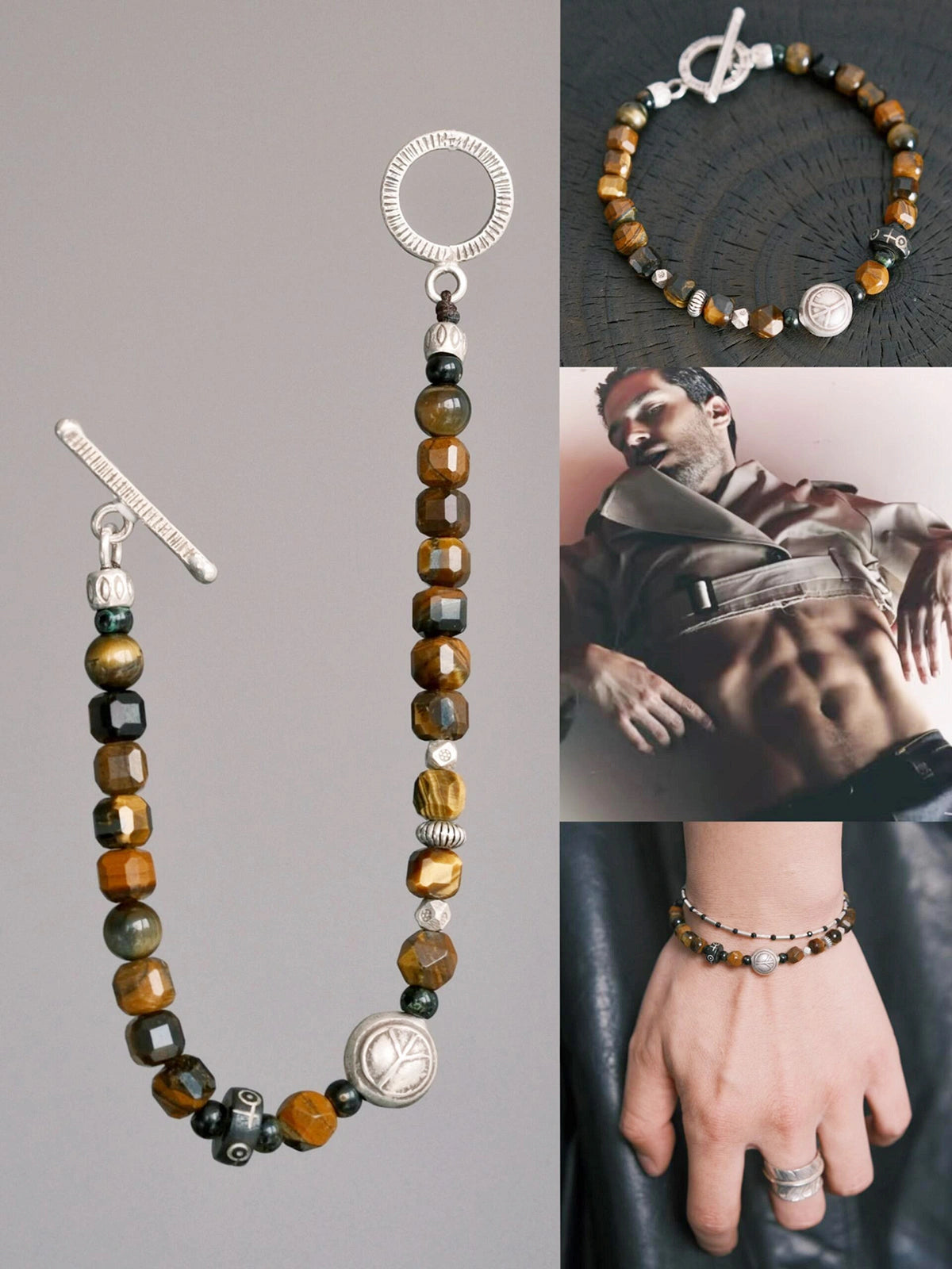 Urban Stoic Series | Amber Rogue | Tiger Eye, Horn & Silver Bracelet