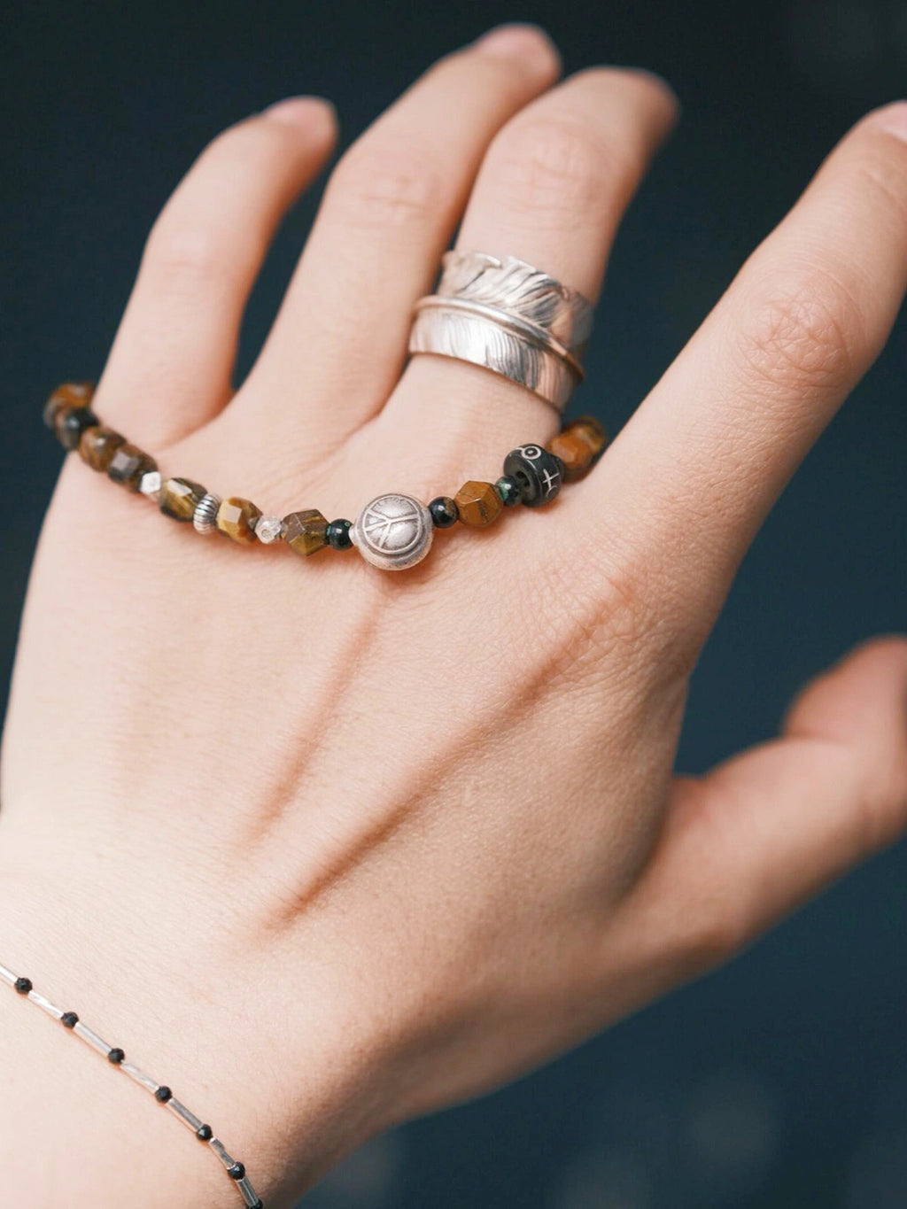 Urban Stoic Series | Amber Rogue | Tiger Eye, Horn & Silver Bracelet