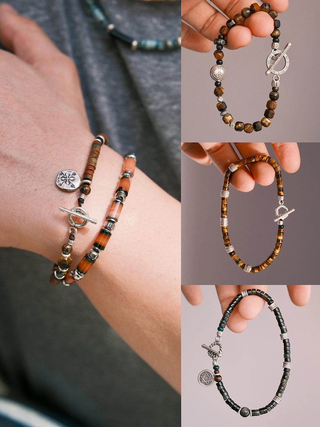 Urban Stoic Series | Amber Rogue | Tiger Eye, Horn & Silver Bracelet