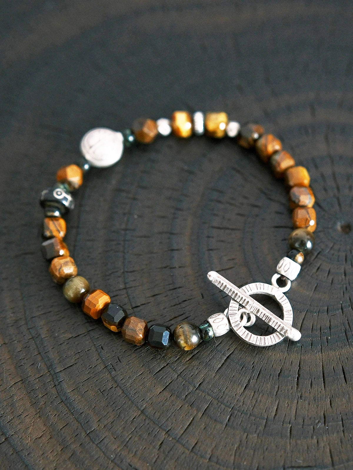 Urban Stoic Series | Amber Rogue | Tiger Eye, Horn & Silver Bracelet