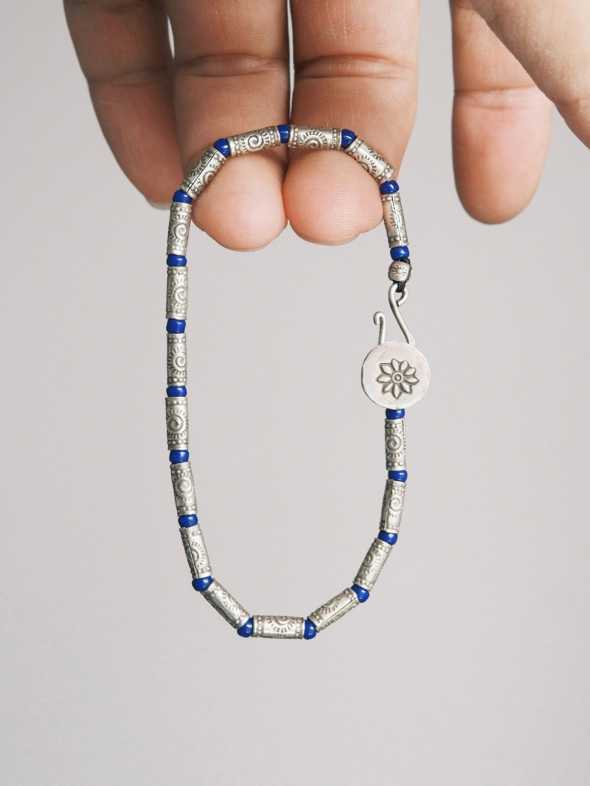 Identity Series | Blue Solstice | 990 Fine Silver & Miyuki Colored-Glaze Bracelet