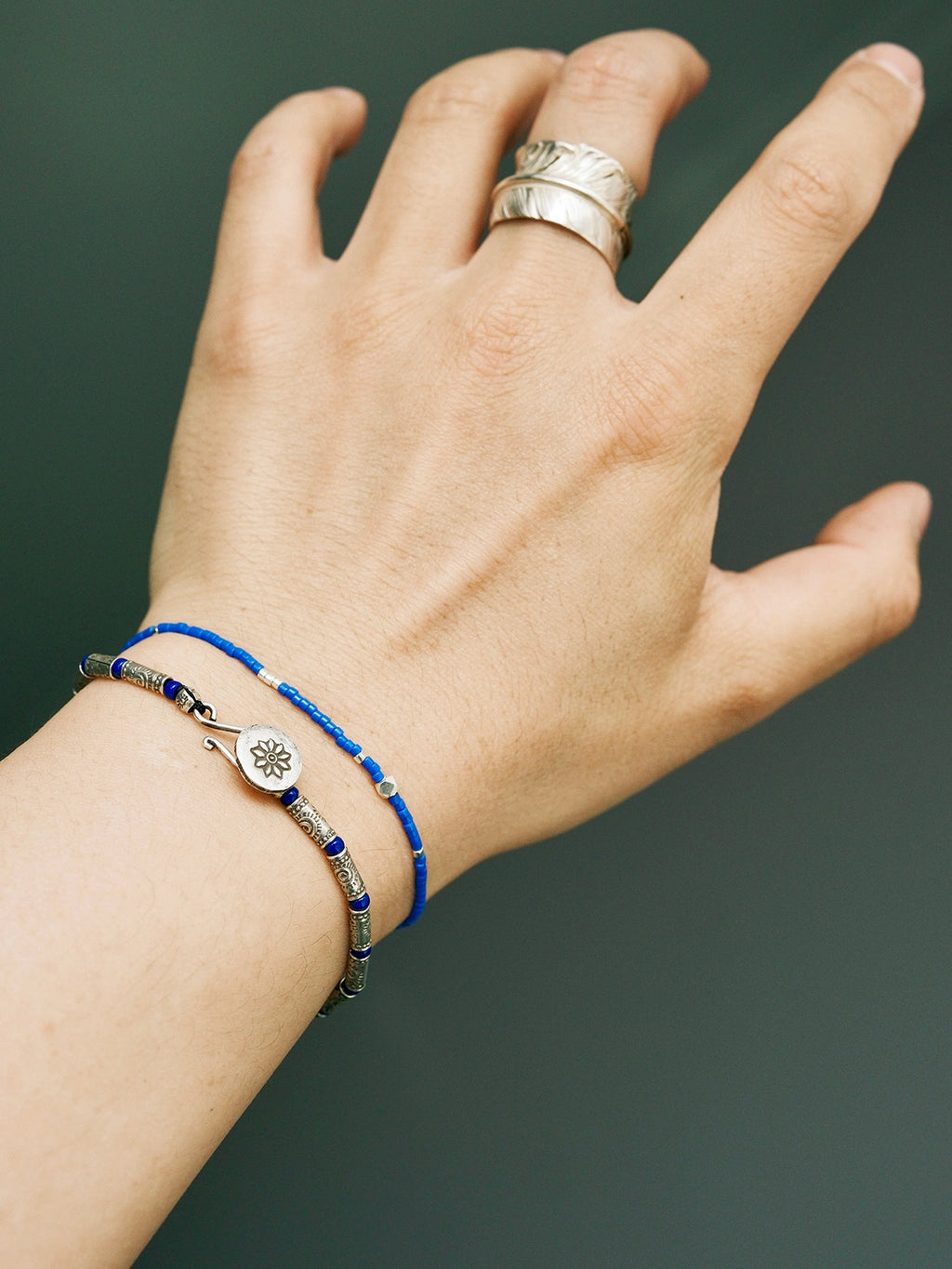 Identity Series | Blue Solstice | 990 Fine Silver & Miyuki Colored-Glaze Bracelet